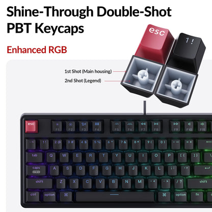 Keychron C3 Pro TKL 80% Wired Mechanical Keyboard, 8K Polling Rate, QMK/VIA Programmable, Hot-Swappable, RGB Backlit Shine-Through Keycaps, Super Brown Switch, for Windows/Mac