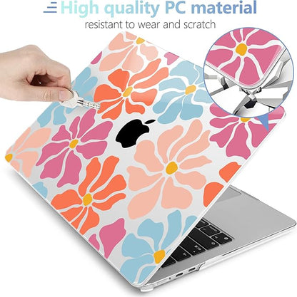 MEEgoodo for M4/M3/M2 MacBook Air 15.3 inch Case 2025 2024 2023, Case Fit Model (A3241/A3114/A2941) for MacBook Air 15 inch, Laptop Hard Shell with Keyboard Cover, Minimalist Style Floral