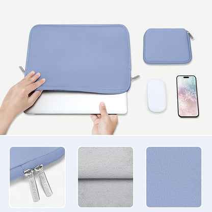 MOSISO Laptop Case 15 inch, 15 inch Laptop Sleeve Bag Compatible with MacBook Air 15 M4 A3241 M3 A3114 M2 A2941 2025 2024 2023, Dell XPS 15, Neoprene Computer Sleeve Bag with Small Case, Serenity Blue