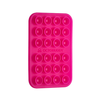 OCTOBUDDY Classic - Silicone Suction Phone Case Adhesive Mount - Hands-Free, Strong Grip Holder for Selfies & Videos - iPhone & Android Compatible - 2.25″ x 3.25″, Hot Pink
