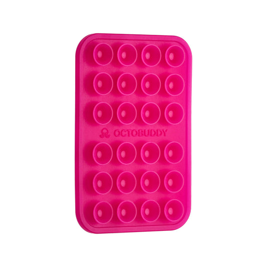 OCTOBUDDY Classic - Silicone Suction Phone Case Adhesive Mount - Hands-Free, Strong Grip Holder for Selfies & Videos - iPhone & Android Compatible - 2.25″ x 3.25″, Hot Pink
