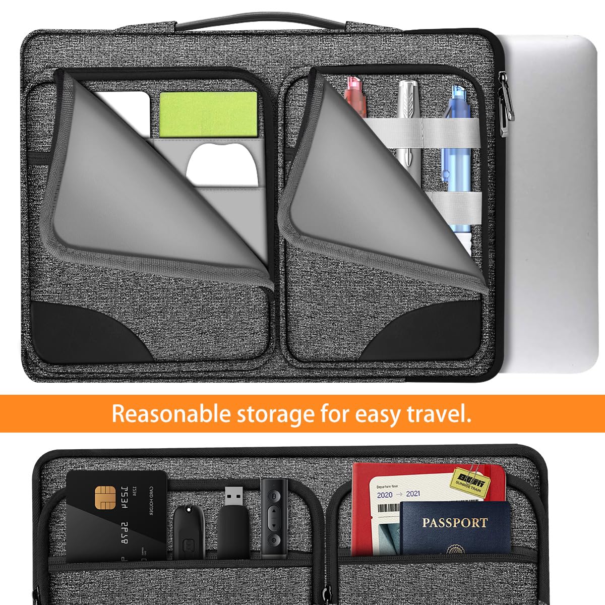 ZINZ 360 Protective Laptop Case 15" 15.6" 16" Sleeve, Water-Resistant Handbag with Straps Compatible with 16" MacBook Neo, MacBook Pro Air 16"/15", XPS 16" and Most 15" 15.6" 16" Notebooks,G01BK02