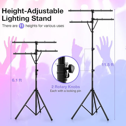 DJ Light Stand, Tripod Lighting Stand with 73""-138"" Adjustable Height, Portable T-bar Light Stand Stage Light Stand for Bar, Party & Banquet, TL35700