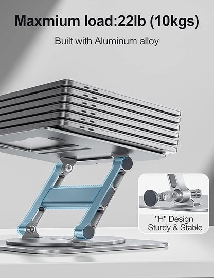 Laptop Stand, 360 Swivel Aluminum Computer Stand Ergonomic Laptop Riser Notebook Holder Compatible with 17 inch MacBook Air Pro, Dell XPS, HP, Lenovo More Laptops,Grey