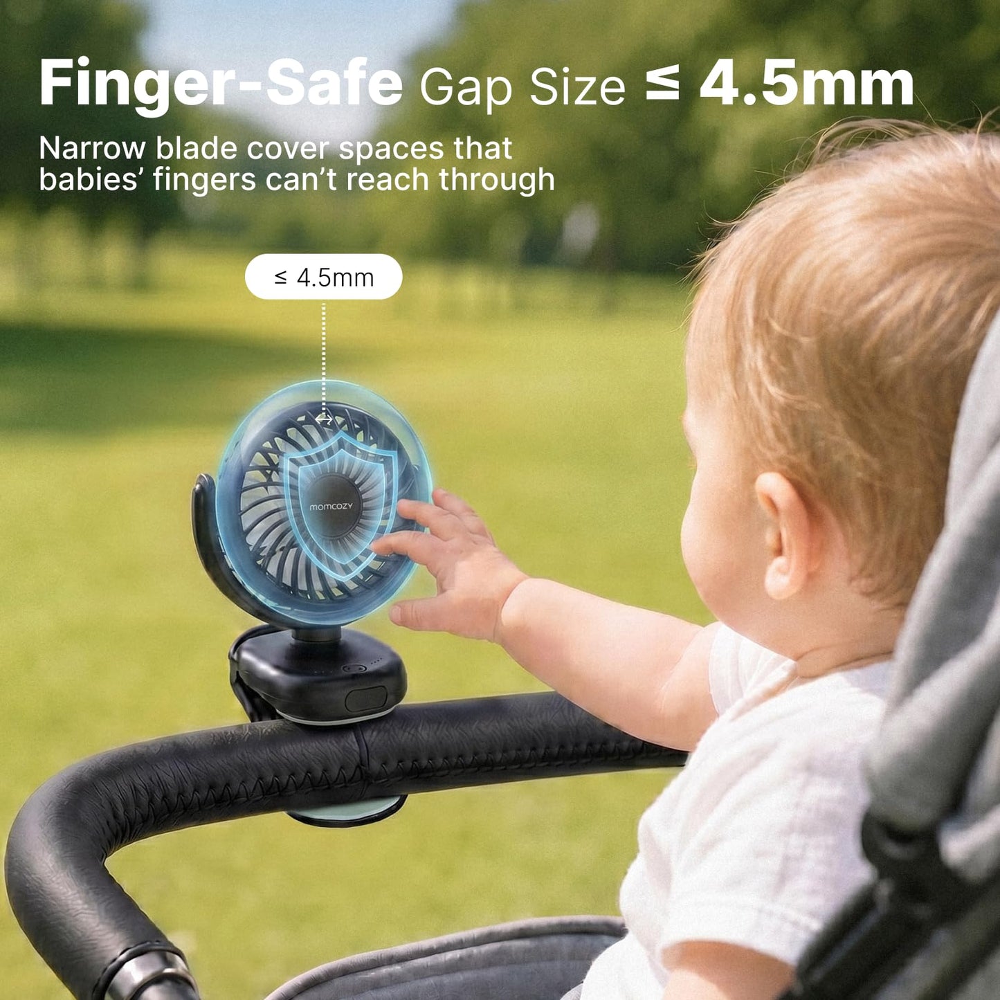 Momcozy Portable Stroller Fan with Clip, 4-Speed Mini Cooling Fan, 0.26 Lb