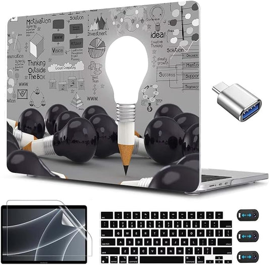 CISSOOK Creative Bulb Hard Shell Case for MacBook Air 13.6 inch M3 A3113 A2681 M2 2025 2024 2022 Release, Plastic Hard Shell Cover with Keyboard Cover for MacBook Air 13.6 M2 M3 2022-2025