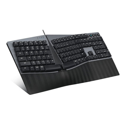 Perixx PERIBOARD-535BR Wired Ergonomic Mechanical Split Keyboard - Low-Profile Brown Tactile Switches - Programmable Feature with Macro Keys - Compatible with Windows and Mac OS X - US English, Black