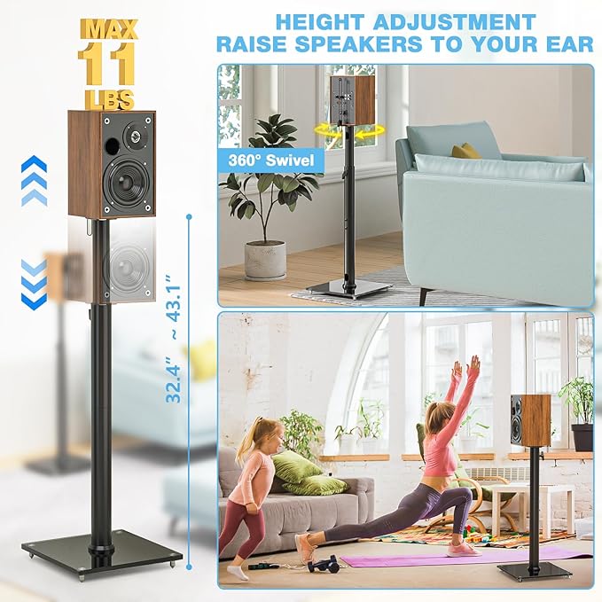 Rfiver Bookshelf Speaker Stands Pair from 32" to 43"