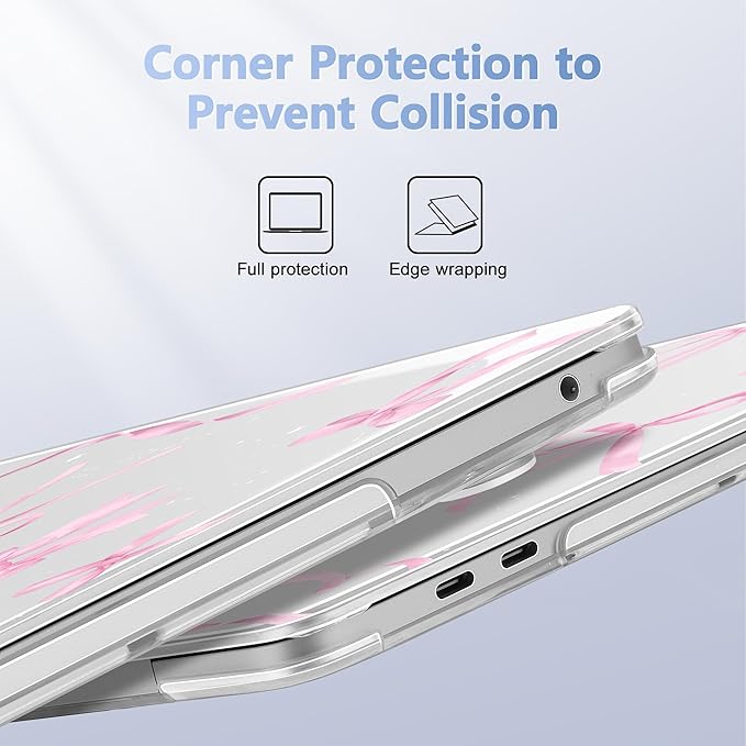 Case for MacBook Pro 13 inch with/Without Touch Bar (2016-2022, M2 A2338 M1 A2289 A2251 A2159 A1989 A1706 A1708), Hard Shell + Keyboard Cover + Dust Plug, Bowknot
