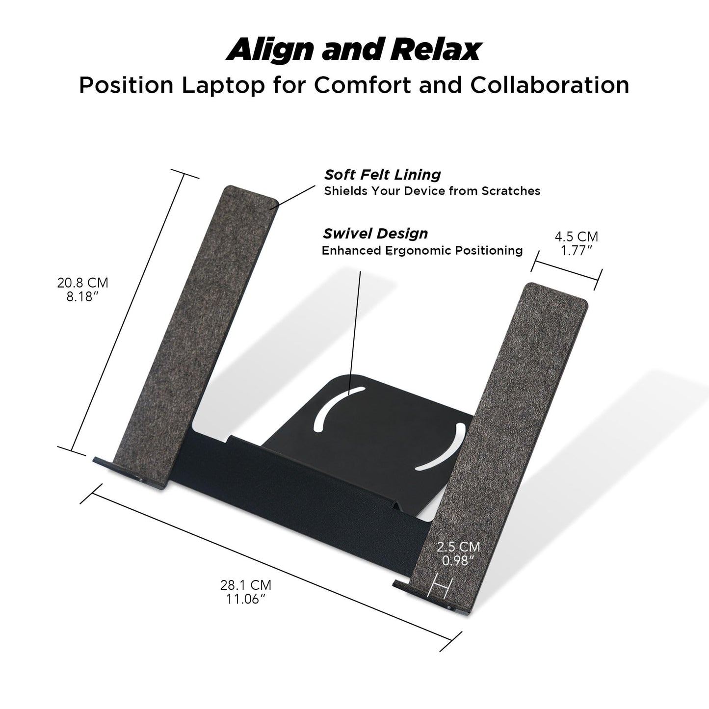 ULTRARM Moodular Laptop Tray Stand Add-On for Slide Rails, Do Not Use Alone
