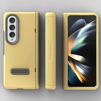 VRS DESIGN Terra Guard Modern for Galaxy Z Fold 4 5G (2022), Premium Modern Neat Style [Anti Scratch Hinge Protection] Case with Tempered Glass Screen Protector (Lemonade)