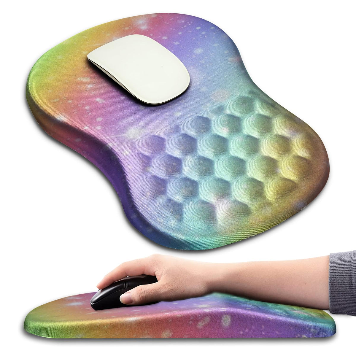 Hokafenle Ergonomic Mouse Pad Wrist Support with Massage Design, Wrist Rest Pain Relief Mousepad with Memory Foam&Non-Slip PU Base, Mouse Pads for Wireless Mouse & Desk (12x8 inch,Olive Green)