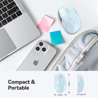 TECKNET Wireless Mouse, 2.4G Ergonomic Optical Mouse, Computer Mouse for Laptop, PC, Computer, Chromebook, Notebook, 6 Buttons, 24 Months Battery Life, 4000 DPI, 6 Adjustment Levels