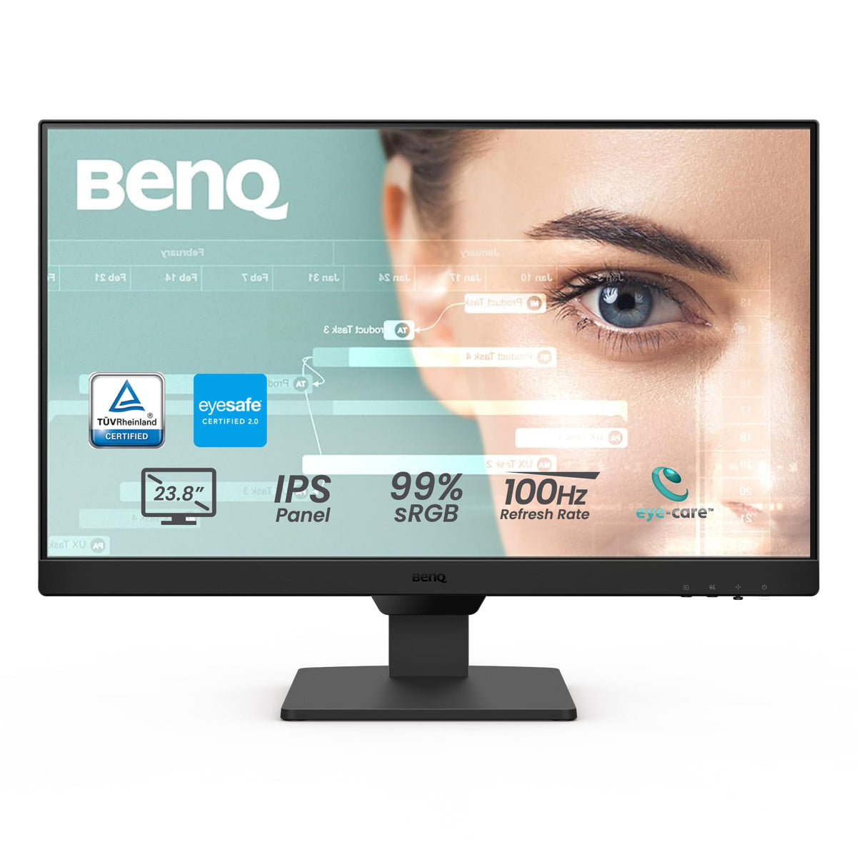 BenQ GW2486TC Office USB hub Monitor 24" 1080p | Coding Mode | IPS | Eye-Care Tech | Adaptive Brightness | Height Adjustable | White Monitor | Noice-Cancelling Mic | Daisy Chain | USB-C
