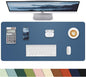 Leather Desk Protector, Non-Slip PU Laptop Mat, Waterproof Writing Pad for Office/Home (31.5"x15.7", Grey Blue)