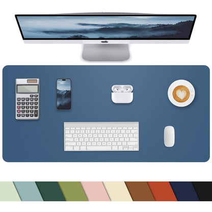 PULeather Non-Slip Desk Mat, Large Mouse Pad & Laptop Desk Pad - Waterproof Writing Pad for Office & Home (Grey Blue, 35.4" x 17")