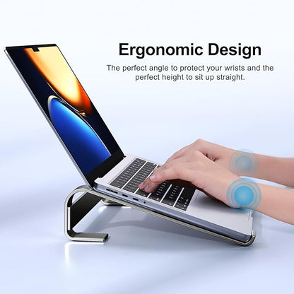 Laptop Riser for Desk - Aluminum Ergonomic Computer Stand for Laptop Cooling - Compatible with MacBook Pro/Air, Dell, HP, Lenovo, 10-17.3'', Black
