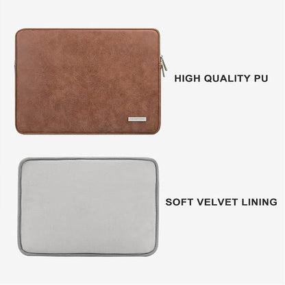 RAINYEAR 15 Inch Laptop Sleeve PU Suede Leather Case Padded Cover Water Resistant Carrying Computer Bag Compatible with 15.4 MacBook Pro/Air, Surface Laptop 3/4 15", New XPS 15 Touch(Brown)