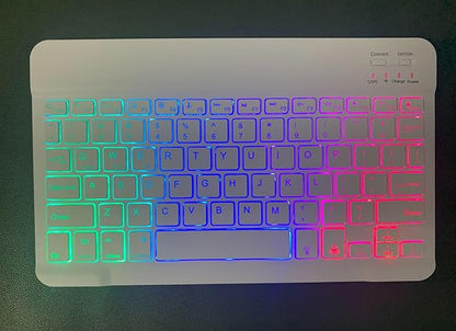 Keyboard Case for Galaxy Tab S10 Plus/S9 Plus/S9 FE Plus/S8 Plus/S7 Plus/S7 FE 12.4 Inch, 7 Color Rainbow Backlight Detachable Magnetic Keyboard Cover with S Pen Holder,Mint Green