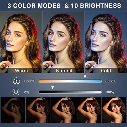 Desk Ring Light with Stand, 10.5'' Selfie Phone Light for Video Recording, Adjustable Circle Ringlight for Computer Laptop Zoom Meeting, Conference Video Calls, Podcast, Streaming, Photography
