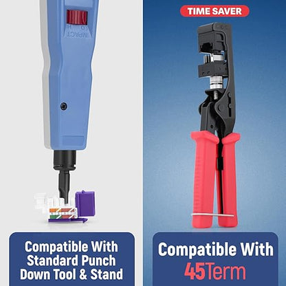 Everest 45° Angled RJ45 Cat5e Keystone Jacks 10-Pack in Purple - Slim Profile Female RJ45 Connectors - Cat 5e Keystone Jack - Compatible with 45° Angled Speed Termination Tool - 45Term (B0BL3GS7ZY)