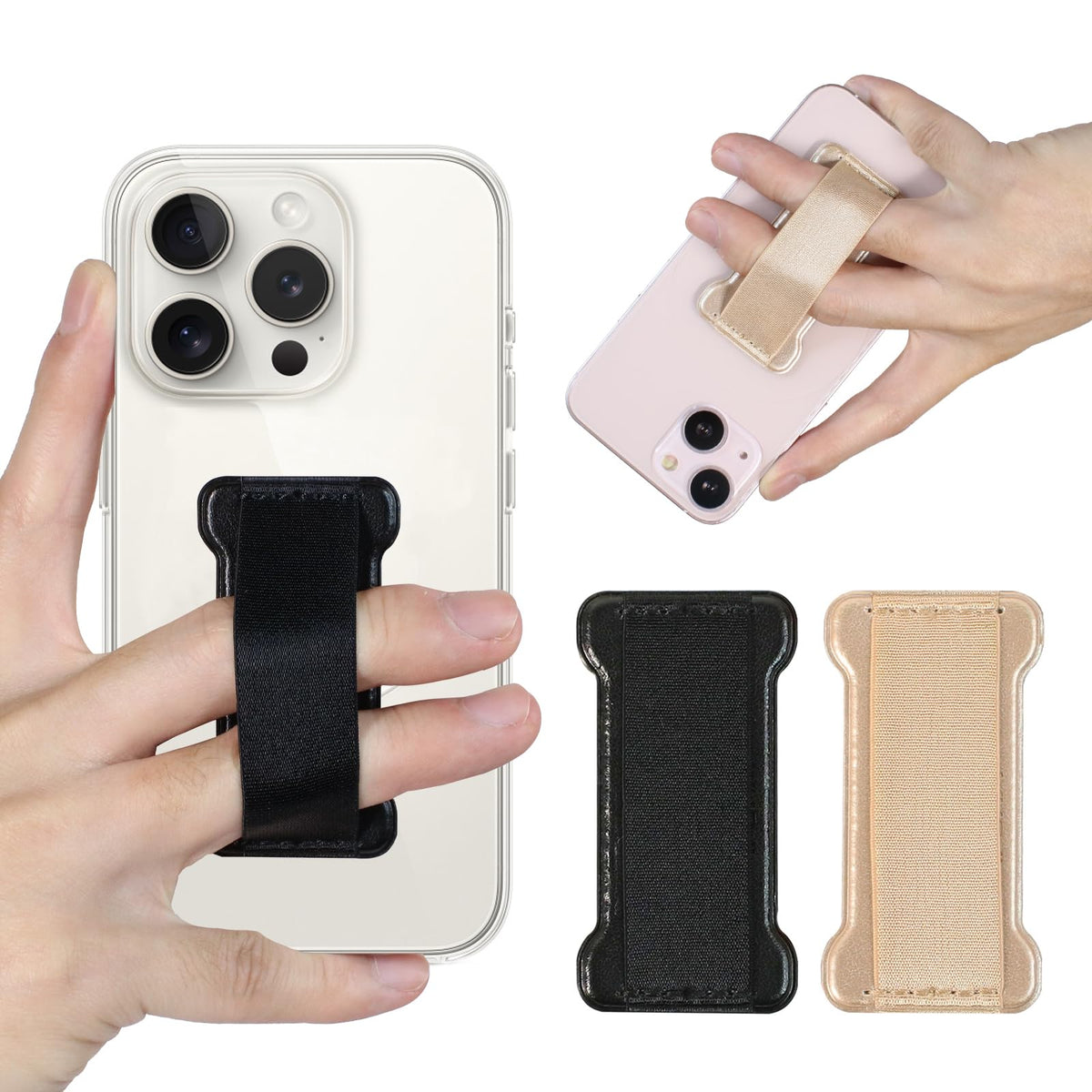 WUOJI Universal Phone Grip for Smartphones - Phone Holder for Hand for Back of Phone - Wireless Charging Compatible - 2Pack(Black Green)