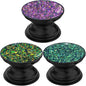 3 Pack Fashionable Clear Glitter Expandible Collapsible Moblile Phone Grip Stand Holder for Smartphones and Tablets Cell Phone Accessory-5 ((Rose Gold Mix Colorful Glitter Purple Blue))