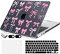 Compatible with MacBook Air 15 inch Case, M4 A3241/M3 A3114/M2 A2941 (Released 2025 to 2023), Hard Shell, Keyboard Cover, Screen Protector, Webcam Cover & Type-C Adapter, Black Bows