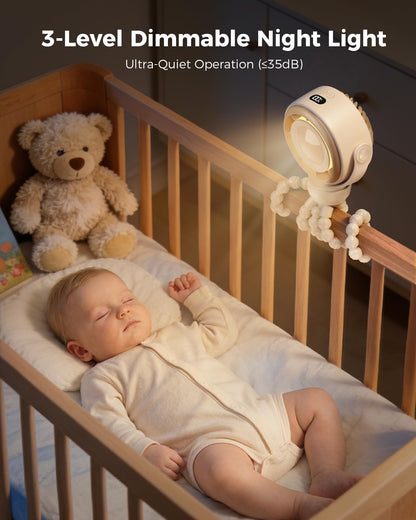 SWEETFULL Baby Stroller Fan, Safe Portable Fan, 15H Use, Nightlight - Brown
