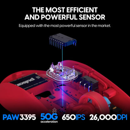 Pulsar Gaming Gears X2H mini Wireless Gaming Mouse, Limited Color Edition, Ultra Lightweight 1.83 oz (52 g), Symmetrical, Optical Switch, 26000 DPI, PAW3395 Sensor (Mini, Wireless, Red)