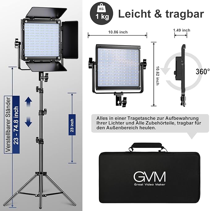 GVM 800D RGB Led Video Light, 2PCS Video Lighting Kit with APP Control, 40W Photography Lighting Led Panel Light with 18 Kinds of The Scene Lights for Studio YouTube, 3200K-5600K, CRI 97+