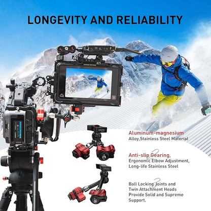 IFOOTAGE Magic Arm Clamp MA3-4, 7 Inches Adjustable Friction Power Articulating Magic Arm with 1/4" and 3/8" Thread Screw for DSLR Camera Rig/LCD Monitor/LED Lights
