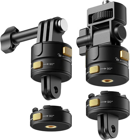 Neewer 6 in 1 Action Camera Mount Kit, Compatible with Hero 13 12 11 Max DJI Osmo Action Insta360, Metal Magnetic Quick Release Mount with 1/4" Thread & Folding Fingers for POV Shots, GP-23