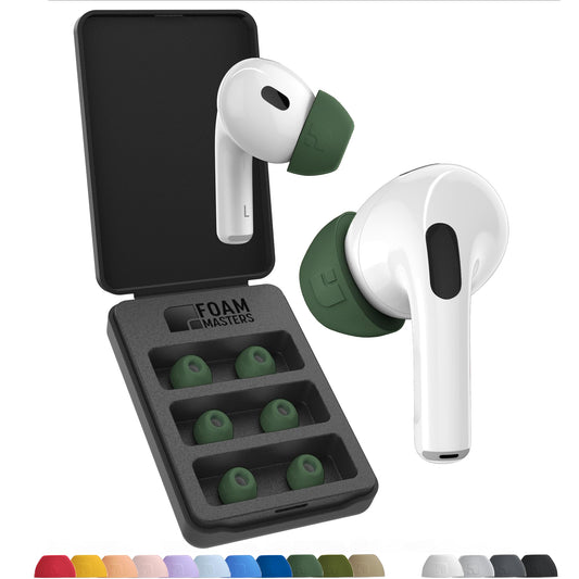 Foam Masters Ultra-Premium Memory Foam Ear Tips for AirPods Pro 1st & 2nd Gen | 3 Pairs | New Ver. | Secure Fit | Super Comfort | Better Noise Cancel | Replacement Buds (Small, Blue)