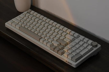 FIRSTBLOOD ONLY GAME. AK992 Retro Wired Mechanical Keyboard, 98 Keys Full Layout, Hot-Swappable USB Gaming Keyboard with Red Switches, Multimedia Keys Knob, Blue Backlit, Anti-Ghosting, Grey