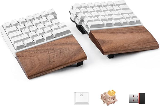 NocFree Wireless Ergonomic Split Mechanical Keyboard with Wrist Rest- Silent, RGB, Foam, Hot-Swappable, Compact 60% Layout, Palm Rest, Programmable for Mac & Windows, PBT Keycaps