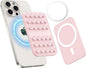 Patented Magnetic Sticky Phone Suction Grip Mount for MagSafe Case,Magnet Silicone Portable Stand Holder for iPhone 16/15/14/13/12 Series and Android, Hands-Free Selfies and Videos,Chalk Pink