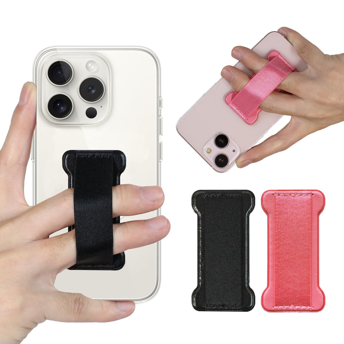 WUOJI Universal Phone Grip for Smartphones - Phone Holder for Hand for Back of Phone - Wireless Charging Compatible - 2Pack(Black Green)
