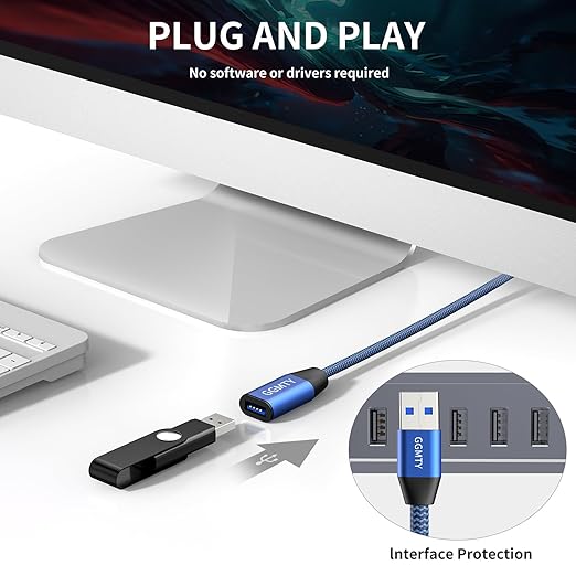 USB 3.0 Extension Cable 25ft,Type A Male to Female Extension Cord Durable Braided Material High Data Transfer Compatible with USB Keyboard,Mouse,Flash Drive, Hard Drive,Printer