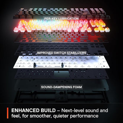 SteelSeries Apex Pro TKL Gen 3 OmniPoint 3.0 HyperMagnetic Switches — Adjustable Actuation — Rapid Trigger — Game-Ready Presets — Protection Mode — Rapid Tap/SOCD — OLED — RGB — PBT Keycaps — USB-C