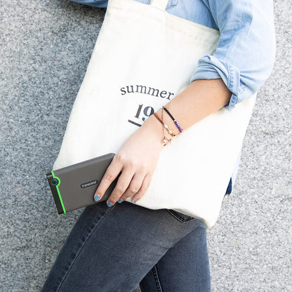 Transcend StoreJet 1TB Rugged External Hard Drive, USB3.1(5Gbps) Portable HDD w/One Touch Auto-Backup Button/Anti-Shock Resistant/Compact&Lightweight/Lightning-Fast Speeds, Iron Gray - TS1TSJ25M3S