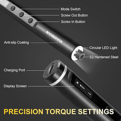 3.7V Precision Electric Screwdriver Set,76 IN 1 Magnetic Storage Mini Electric Screwdriver Cordless Set with LED Display,5 Torque Settings Repair Tool Kit for Electronics Phone Camera Laptop Watch