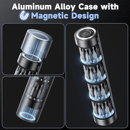 65-IN-1 Mini Electric Screwdriver Cordless, Precision Screwdriver Magnetic Bits Set with Case, 3 Torques Settings, LED lights, Portable Repair Tool Kit for Electronics Phone Watch