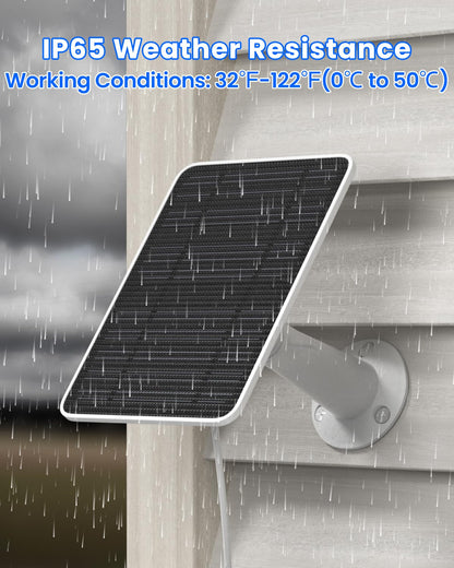 Solar Panel Charger Compatible with Reolink Argus 2E/Eco Ultra/Go PT Plus/Go Plus/Argus 3 Pro/Argus PT, 5W Solar Panels for Reolink Battery Camera, IP65 Waterproof 10ft Cable Secure Wall Mount, 2 Pack