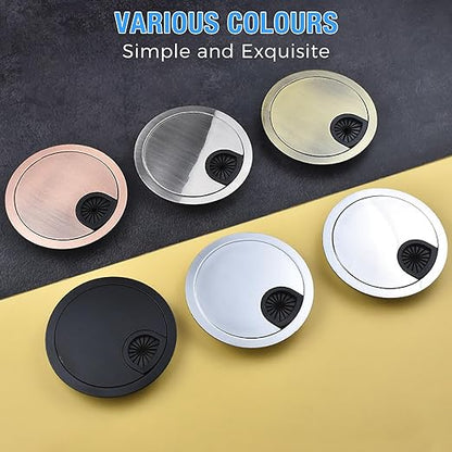 Desk Grommet 2-3/8" (60 mm), Desk Cord Hole Cover, Cable Grommet Metal Zinc Alloy Materilal, Desk Hole Grommet for Office and Home Table Cable, Detachable Cable Cord Organizer (Brushed Silver 1 Pcs)