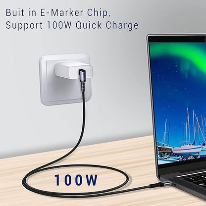USB C to USB C Cable 100W,[2-Pack 6.6ft Right Angle] USB 3.1 Fast Charging Cord 90 Degree 20V/5A Type C PD Cable Compatible for iPhone 15/15 Plus/15 Pro/15 Pro Max/MacBook Pro 2022