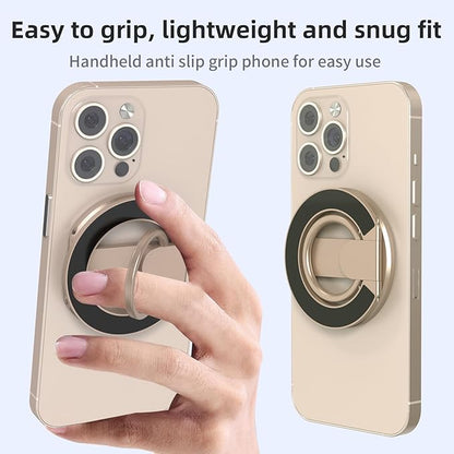 RESPECTED BRO-Magnetic-Phone-Ring-Holder with Dual Rings, Compatible with iPhone 16/15/14/13/12, Multifunctional Stand for Desk,Office,Gym,Kitchen & All Metal Surfaces, Finger Loop Grip (Desert Gold)