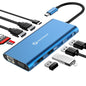 UtechSmart 11 in 1 Docking Station, Triple Monitors USBC Laptop Docking Station with 2 HDMI, VGA, PD3.0, SD TF Card Slot, 4 USB Ports USB-C Adapter Compatible for MacBook & Windows(Blue)