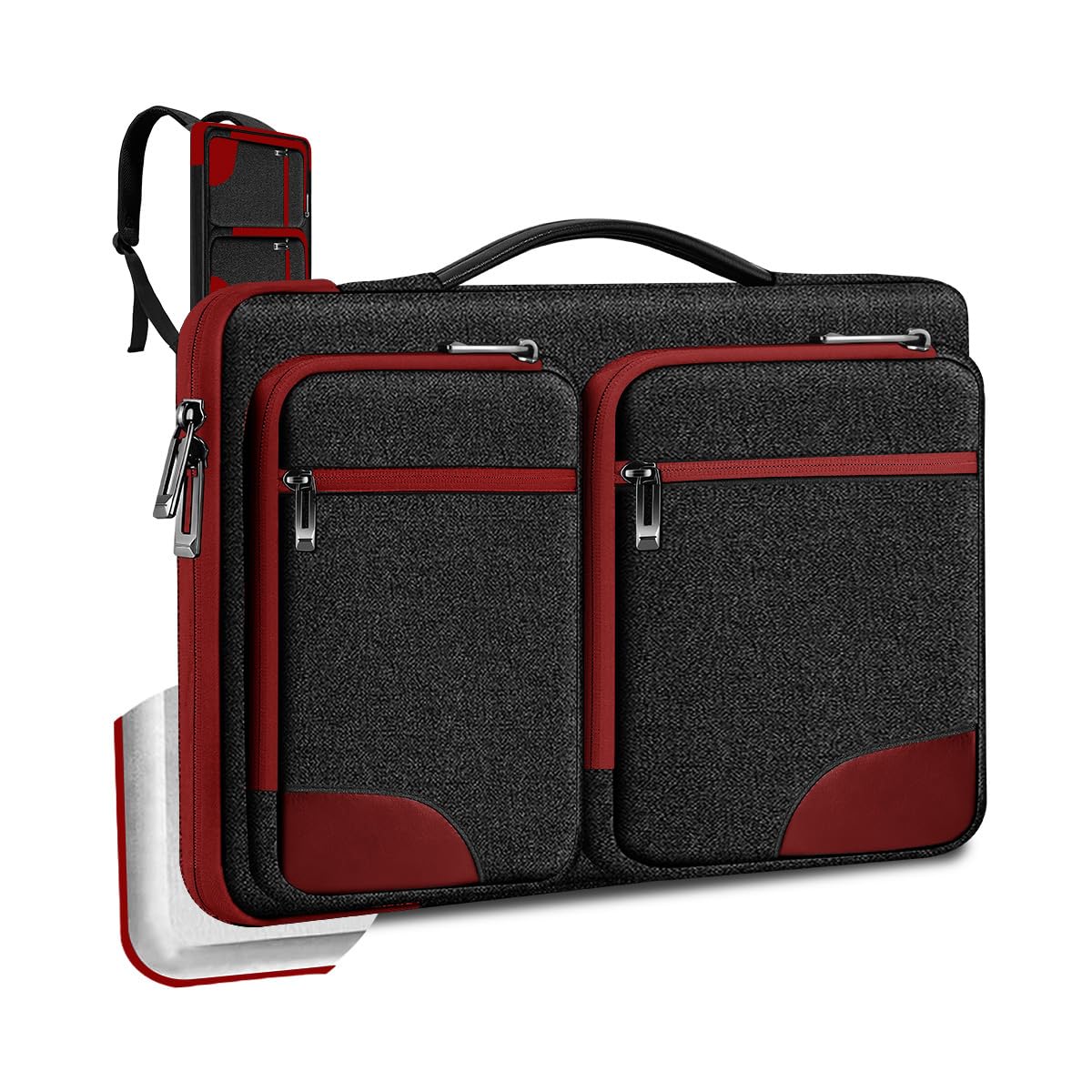 Hseok Laptop Case 15 15.6 16 inch Sleeve with Handle and Hidden Straps,Compatible with MacBook Neo 16",MacBook Pro Air 16" 15", 360°Protective PC Briefcase with 4 Pockets for Accessories,Red