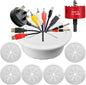 6Pack TV Cord Hider, 2-3/8"(60mm) in Wall Cable Management Kit,Cord Hider for Wall Mounted TV,Behind Wall TV Wire Kit Cable Hider,Includes 2 Pass Throughs and Hole Saw Drill Attachment(White)